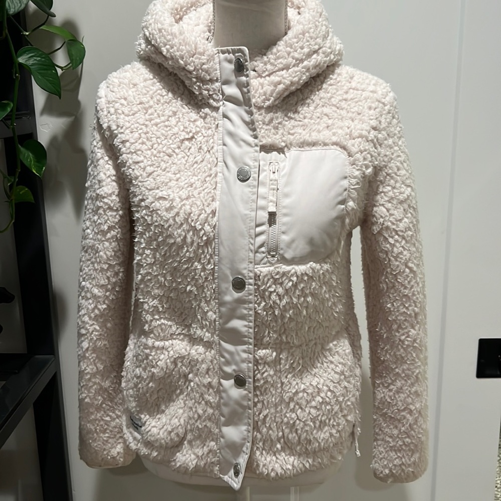 Abercrombie kids fleece jacket with hood cream SZ13/14